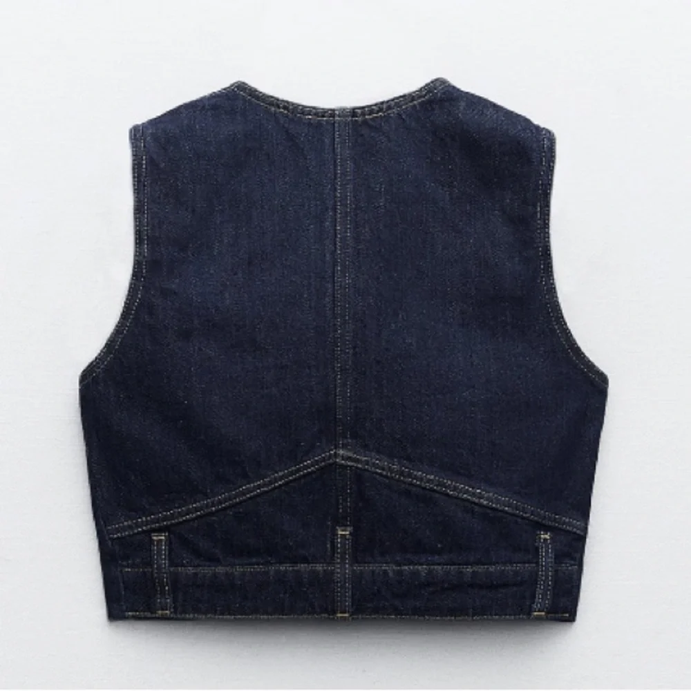 NEW! Zara Dark Denim TRF Vest Size XL - Picture 5 of 13